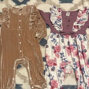 SHEIN Brown Velvet Ruffle Jumpsuit for Kids